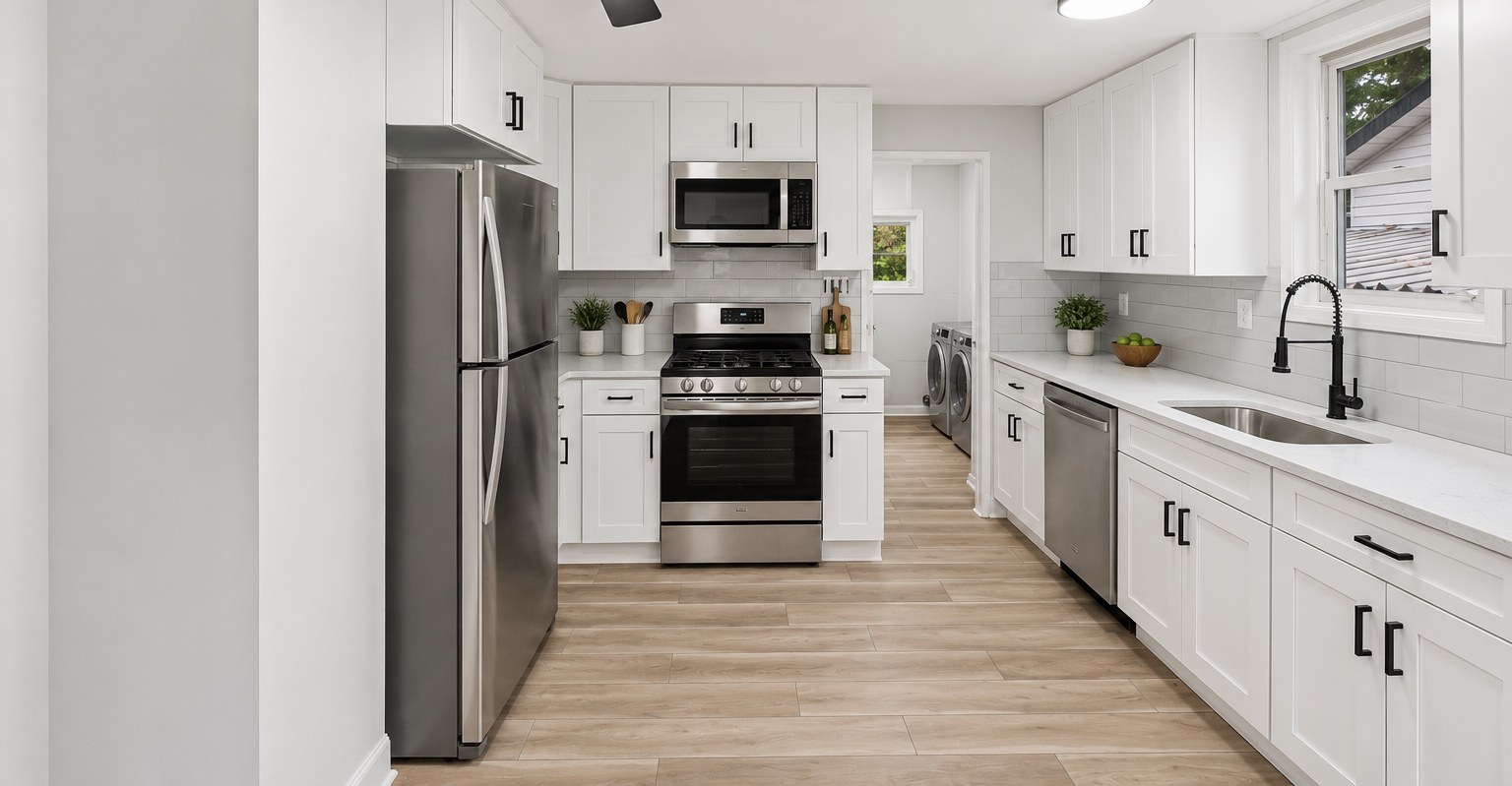 Kitchen LVP with matching transitions